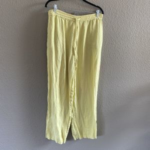 Kiko Comfortable Clothing Pants Yellow Linen Wide Leg  Pull On high rise